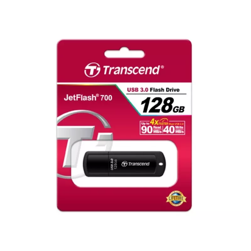 TRANSCEND Jetflash 700 - 128GB Pen USB - USB 3.0 - Preto