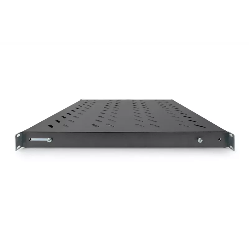 Prateleira fixa 1U DIGITUS, ajustável para armários de 800 mm de profundidade, 500 mm de profundidade, cor preta (RAL 9005)