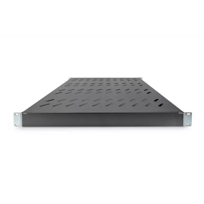 Prateleira fixa 1U DIGITUS, ajustável para armários de 800 mm de profundidade, 500 mm de profundidade, cor preta (RAL 9005)