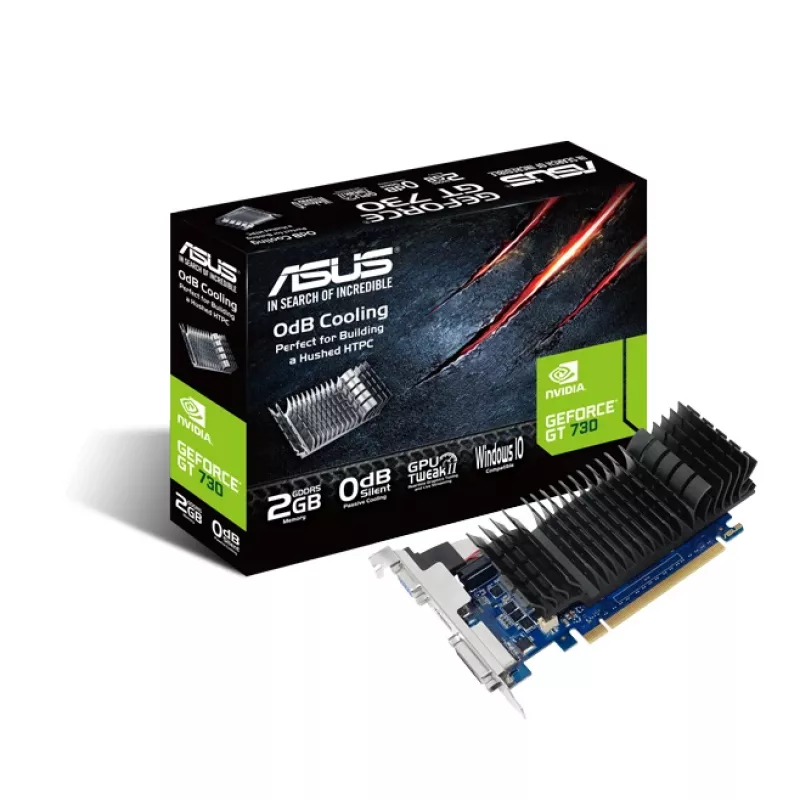 Placa gráfica ASUS GeForce GT 730, 2 GB GDDR5, 64-Bit, PCIe 2.0, arrefecimento passivo