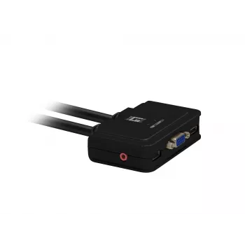 Switch KVM LevelOne 2 portas USB VGA com cabos, suporte de áudio, 2048 x 1536 píxeis, preto