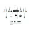 Switch KVM LevelOne 2 portas USB VGA com cabos, suporte de áudio, 2048 x 1536 píxeis, preto