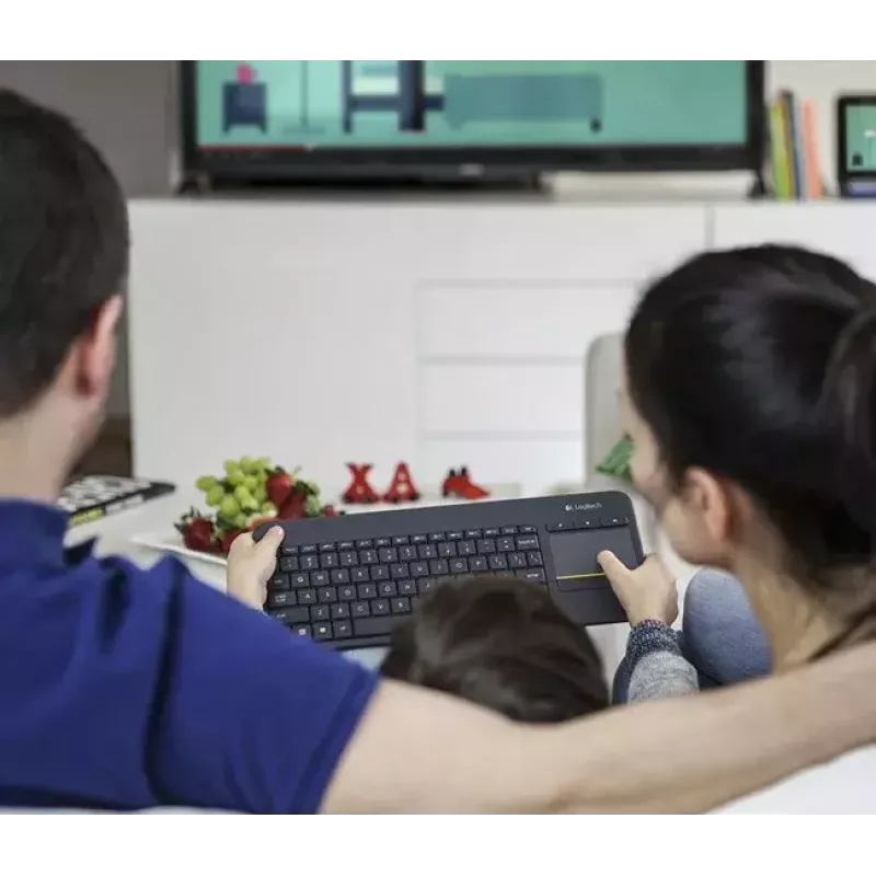 Teclado sem fios com touch LOGITECH K400 Plus - preto - Qwerty neerlandês