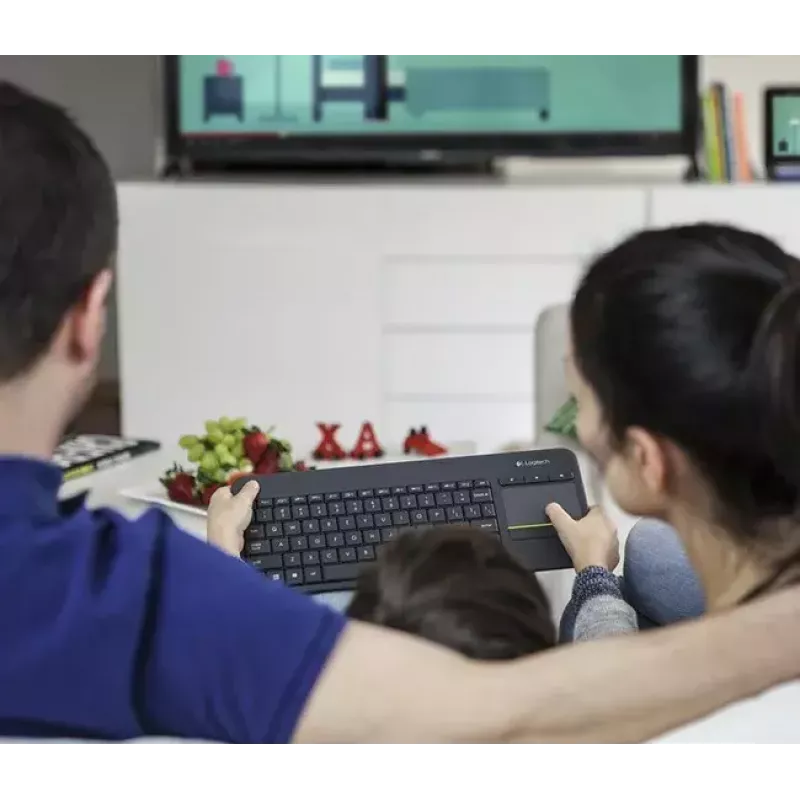 Teclado sem fios com touch LOGITECH K400 Plus - preto - Qwerty neerlandês