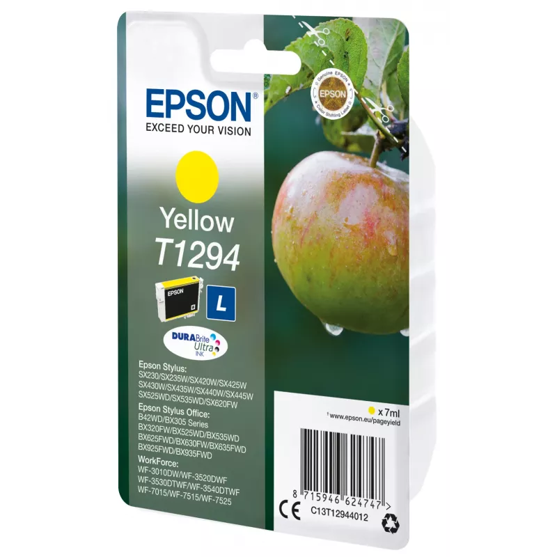 Tinta Epson Apple embalagem individual amarela T1294 DURABrite Ultra, amarela, tinta pigmentada, 7 ml, 1 unid., 616 páginas