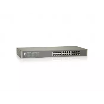 Switch Fast Ethernet LevelOne 24 portas, não gerido, Fast Ethernet (10/100), full duplex, montagem em rack