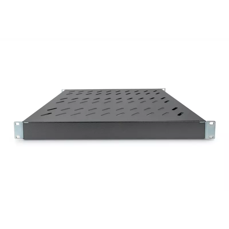 Prateleira fixa DIGITUS 1U, ajustável para armários de 600 mm de profundidade, 350 mm de profundidade, cor preta (RAL 9005)