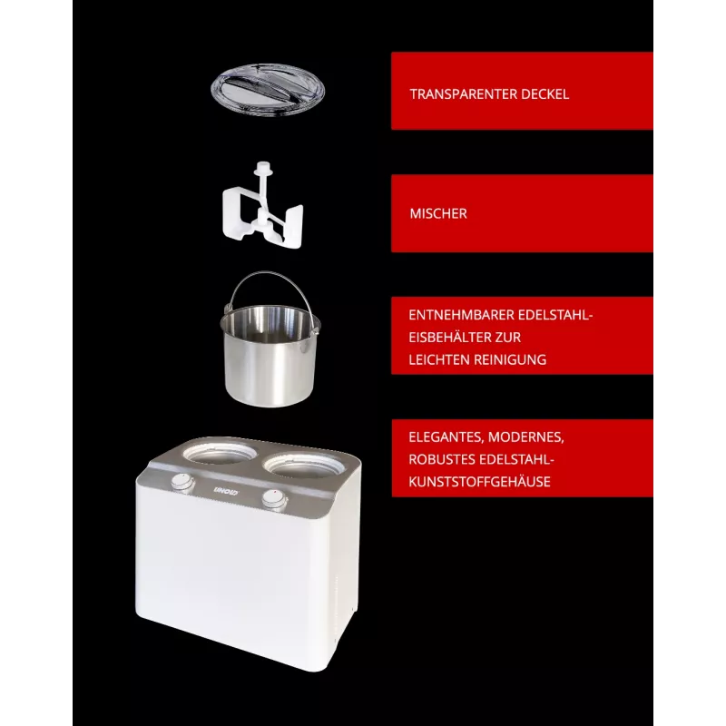 Unold 48830 Doppio máquina de gelados, branca