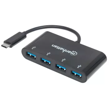 Dock/hub Manhattan USB-C, ligações (4x): USB-A (4x), 5 Gbit/s (USB 3.2 Gen1 também conhecido como USB 3.0), alimentado por USB (não requer fonte de alimentação externa), cabo 20 cm, equivalente a HB30C4AB