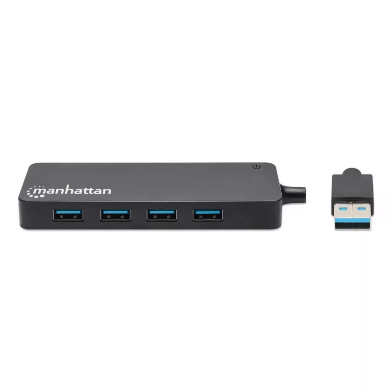 Hub Manhattan USB-A 4 portas, 4x portas USB-A, 5 Gbps (USB 3.2 Gen1 também conhecido como USB 3.0), alimentado por USB (não requer fonte de alimentação externa), equivalente a ST4300PBU3 e ST4300MINU3B