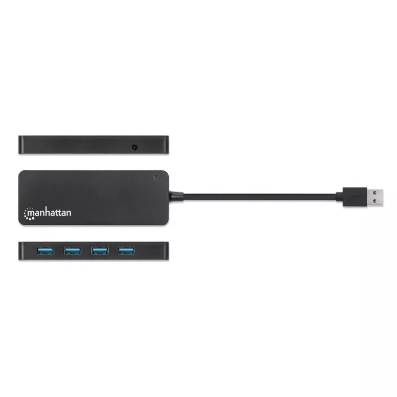 Hub Manhattan USB-A 4 portas, 4x portas USB-A, 5 Gbps (USB 3.2 Gen1 também conhecido como USB 3.0), alimentado por USB (não requer fonte de alimentação externa), equivalente a ST4300PBU3 e ST4300MINU3B
