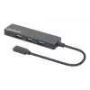 Dock/hub Manhattan USB-C, ligações (4): USB-A (x4), 5 Gbps (USB 3.2 Gen1 também conhecido como USB 3.0), alimentado por USB (não requer fonte de alimentação externa), equivalente a HB30CM4AB