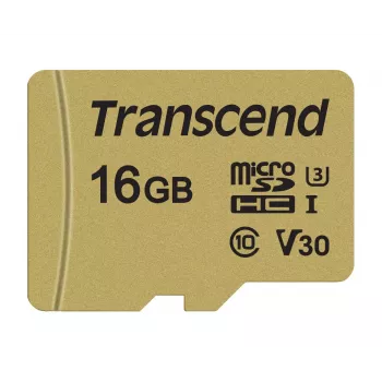 Cartão Micro SDHC TRANSCEND 500s 16 GB UHS-I U3 MLC com adaptador