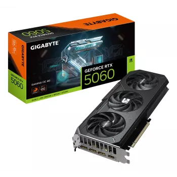 Placa gráfica GIGABYTE GeForce RTX 5060 GAMING OC 8G - 8GB GDDR7, 128bit, PCI-E 5.0, 2595 MHz frequência base, 3 x DisplayPort, 1 x HDMI, GV-N5060GAMING OC-8GD