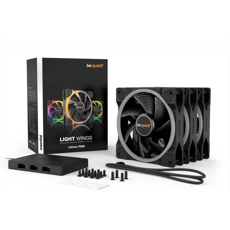 Ventoinha be quiet Light Wings 120mm ARGB PWM preta pack de 3