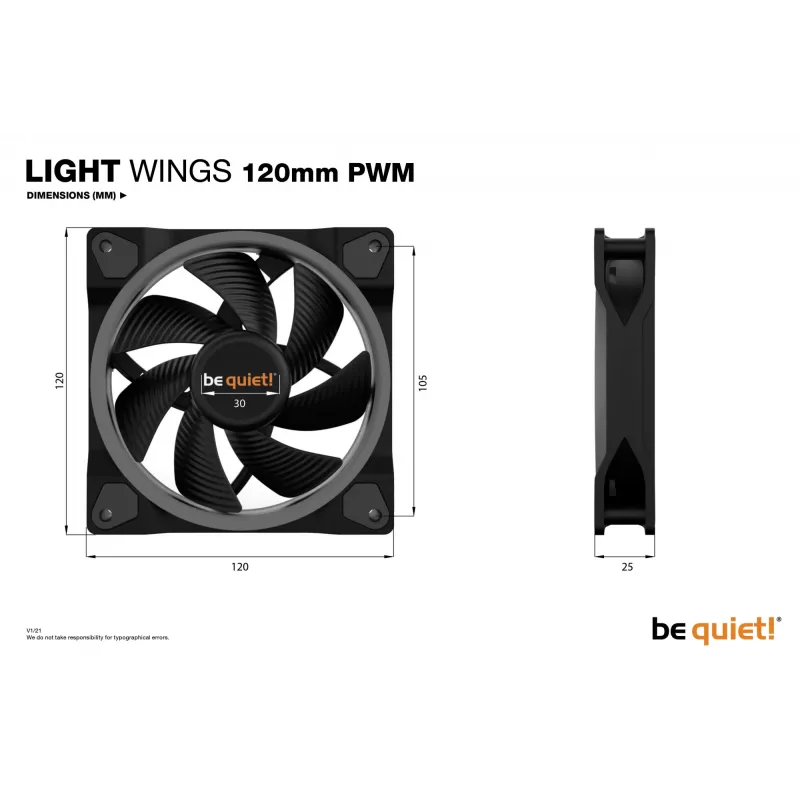 Ventoinha be quiet Light Wings 120mm ARGB PWM preta pack de 3