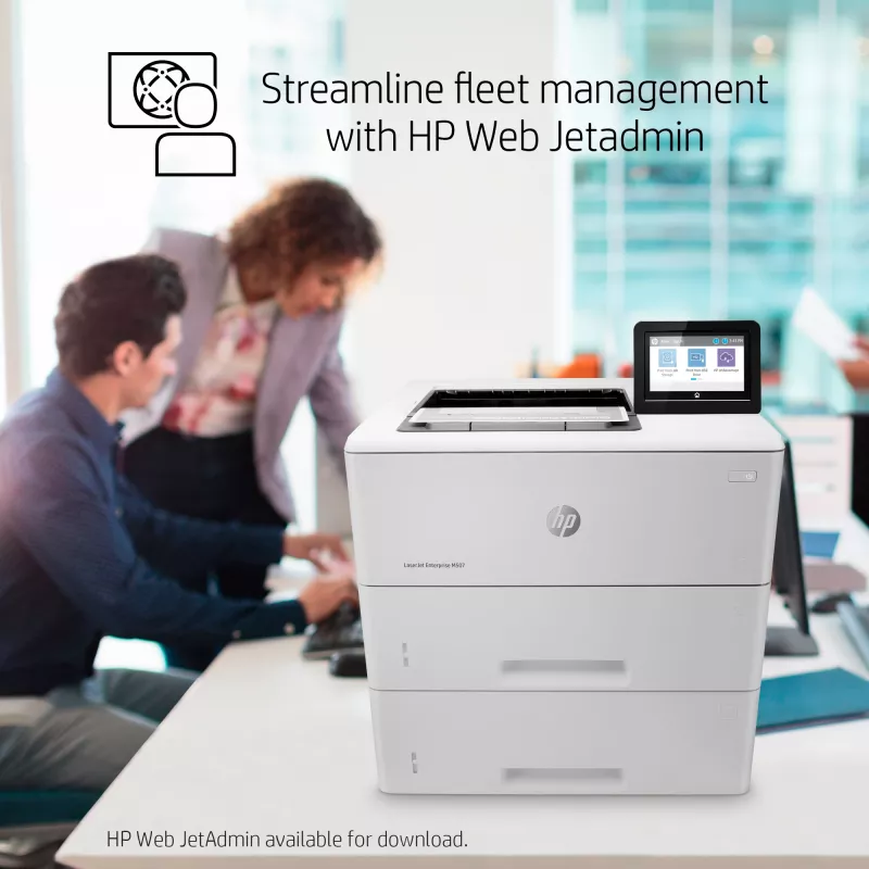 HP LaserJet Enterprise M507x, Laser, 1200 x 1200 DPI, A4, 43 ppm, Impressão frente e verso, com capacidade de rede