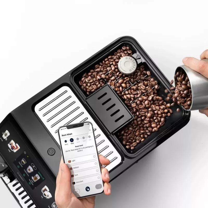 Máquina de café combinada De’Longhi ECAM450.86.T — totalmente automática, depósito de água 1,8 l, recipiente de grãos 300 g, 19 bar, moinho integrado, Ecrã TFT