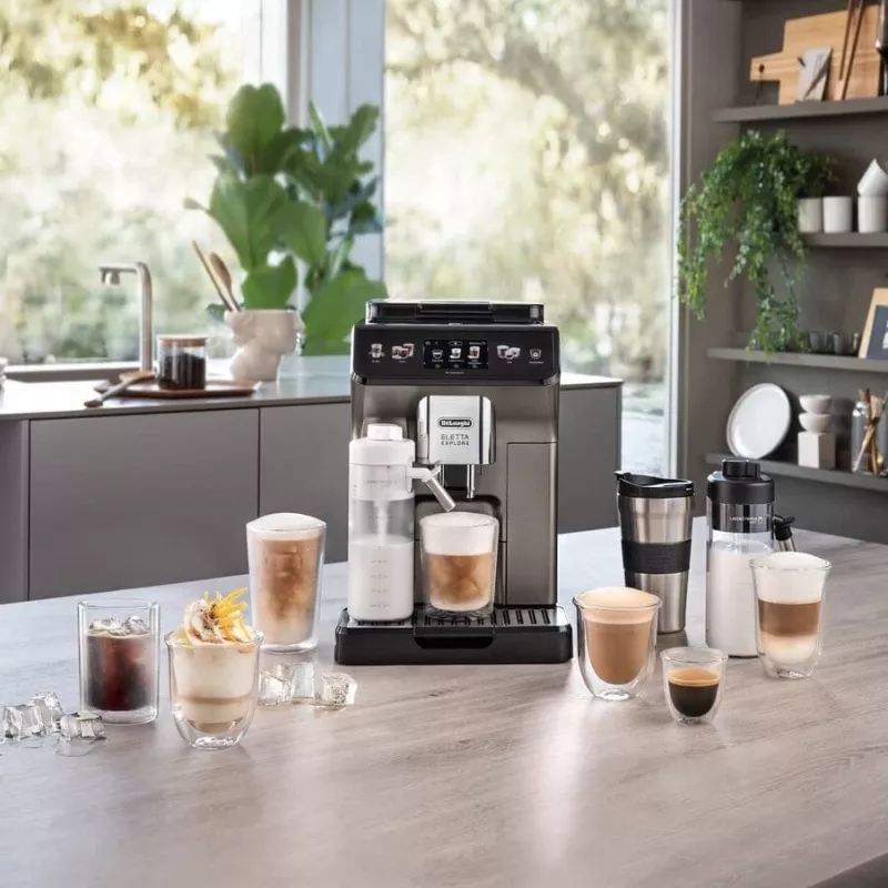 Máquina de café combinada De’Longhi ECAM450.86.T — totalmente automática, depósito de água 1,8 l, recipiente de grãos 300 g, 19 bar, moinho integrado, Ecrã TFT