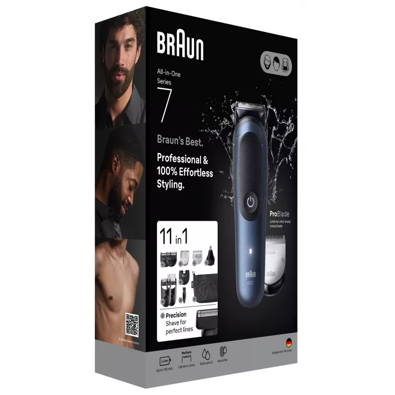 Máquina de cortar cabelo Braun AIO7540 preto azul ião de lítio 120 min