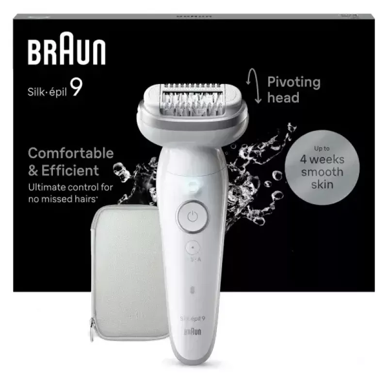 Epilador BRAUN 9-011 3D Silk-epil 9 Flex Wet & Dry — 40 pinças, bateria, massagem, branco/cinzento