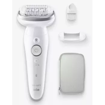 Epilador BRAUN 9-011 3D Silk-epil 9 Flex Wet & Dry — 40 pinças, bateria, massagem, branco/cinzento