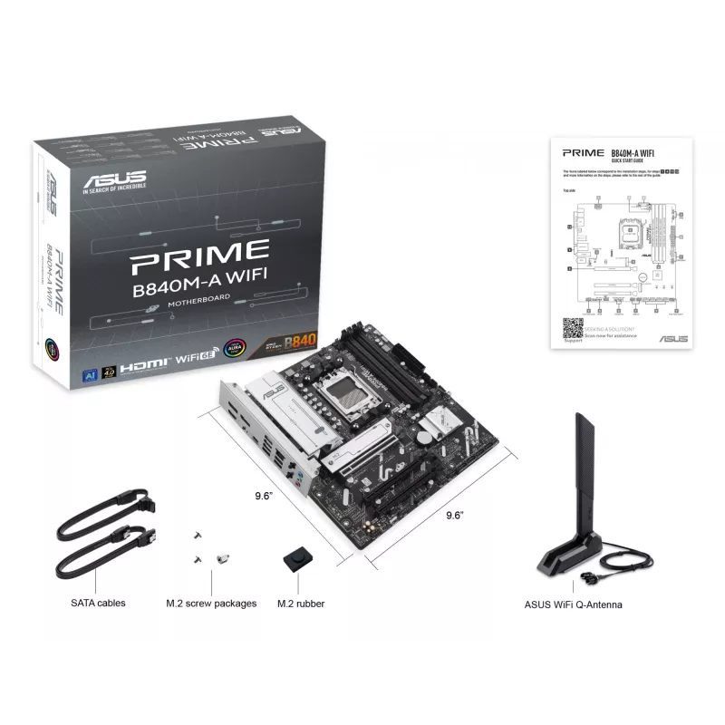 Placa-mãe ASUS PRIME B840M-A WIFI AMD B840 Socket AM5 micro ATX