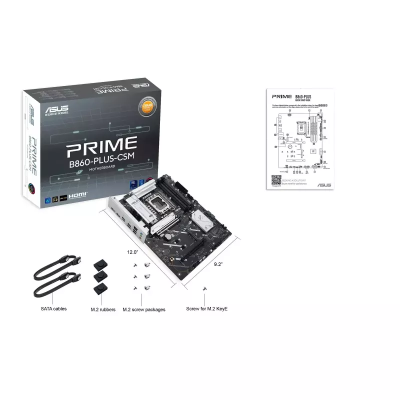 Placa-mãe ASUS PRIME B860-PLUS-CSM ATX Intel B860 LGA 1851 DDR5, 4× DIMM, 256 GB, 2.5 Gb LAN, 3× M.2, USB-C