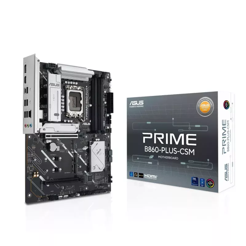 Placa-mãe ASUS PRIME B860-PLUS-CSM ATX Intel B860 LGA 1851 DDR5, 4× DIMM, 256 GB, 2.5 Gb LAN, 3× M.2, USB-C