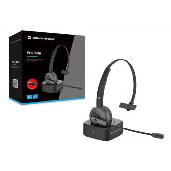 Headset Bluetooth sem fios Conceptronic POLONA com base de carregamento
