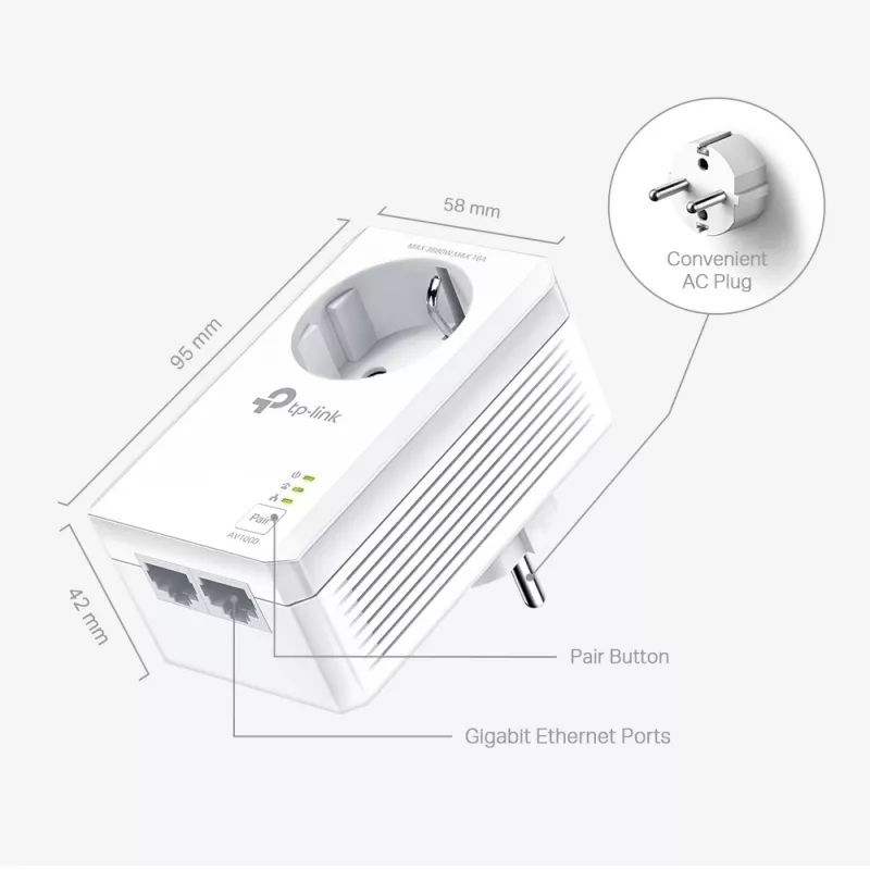 Adaptador de rede PowerLine TP-Link TL-PA7027P KIT 1000 Mbit/s Ethernet LAN Branco 2 unid.