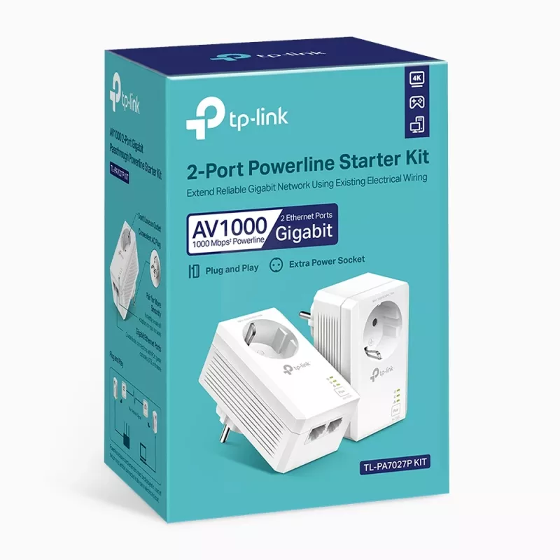 Adaptador de rede PowerLine TP-Link TL-PA7027P KIT 1000 Mbit/s Ethernet LAN Branco 2 unid.