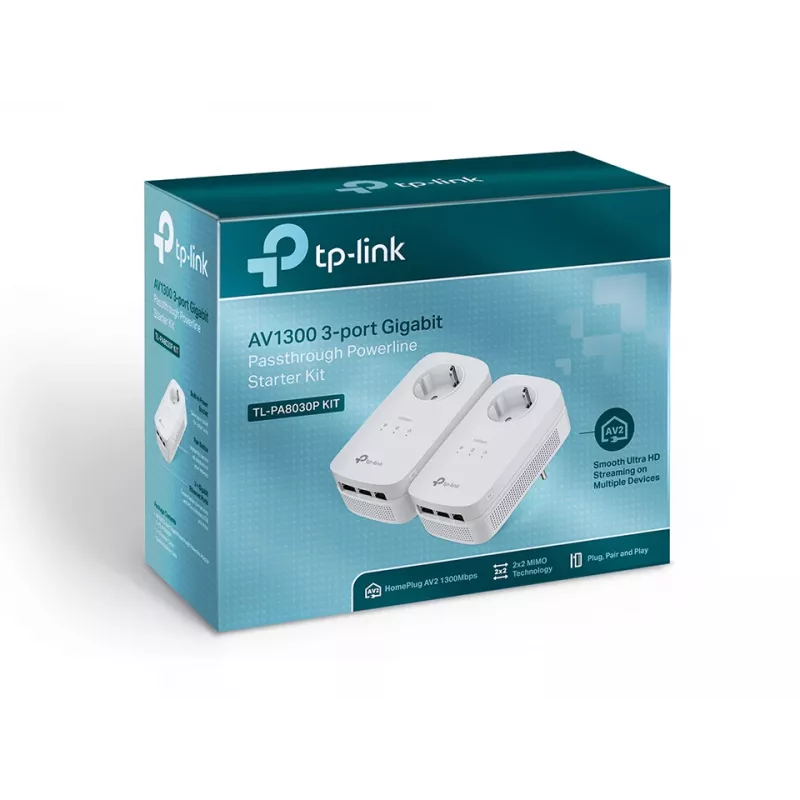 Adaptador de rede PowerLine TP-Link TL-PA8030P KIT 1200 Mbit/s Ethernet LAN Branco 2 unid.