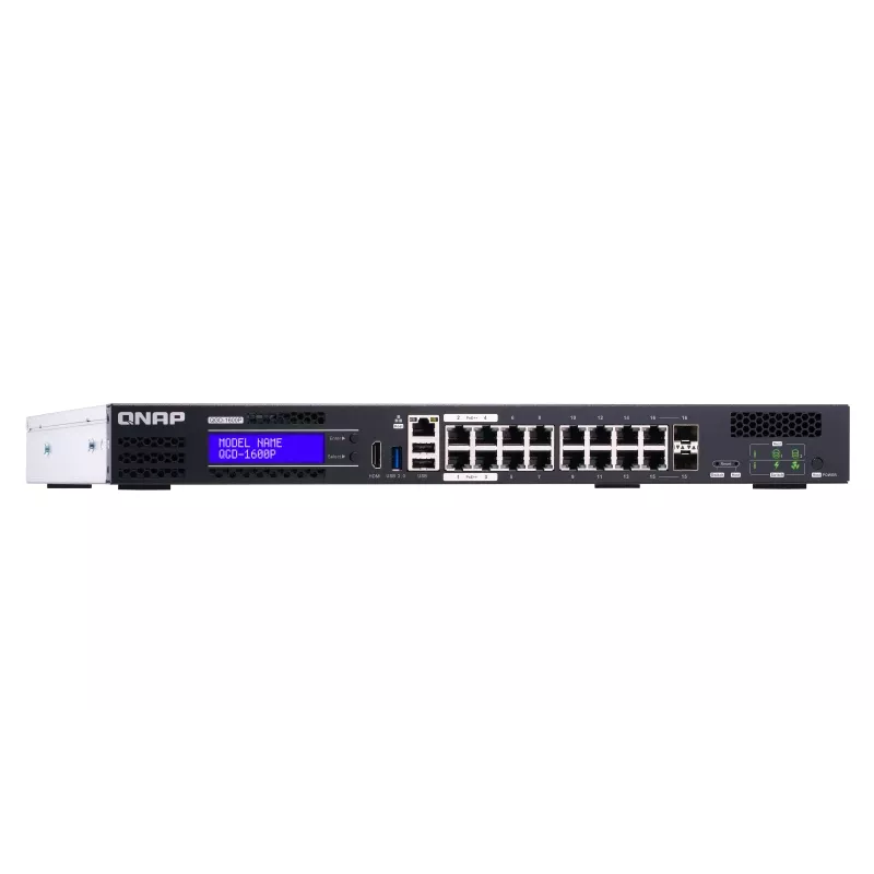 QNAP QGD-1600P Gerido Gigabit Ethernet (10/100/1000) Power over Ethernet (PoE) 1U Preto, Cinzento