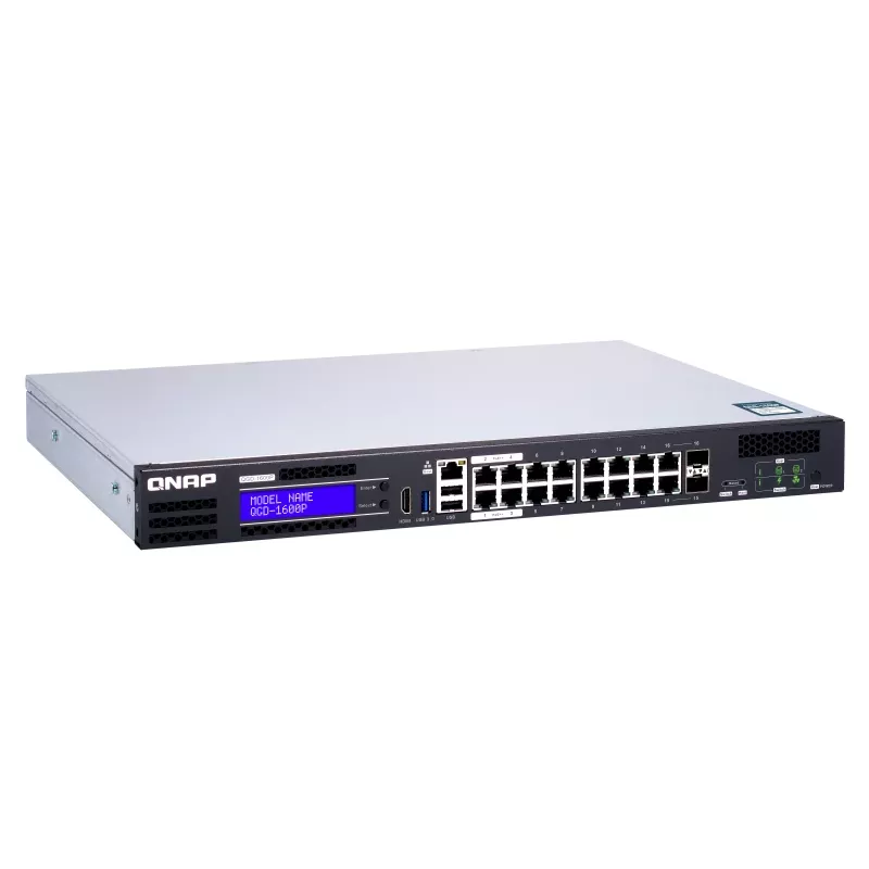 QNAP QGD-1600P Gerido Gigabit Ethernet (10/100/1000) Power over Ethernet (PoE) 1U Preto, Cinzento