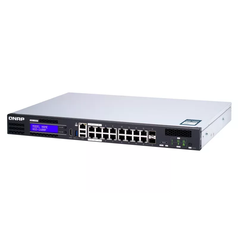 QNAP QGD-1600P Gerido Gigabit Ethernet (10/100/1000) Power over Ethernet (PoE) 1U Preto, Cinzento