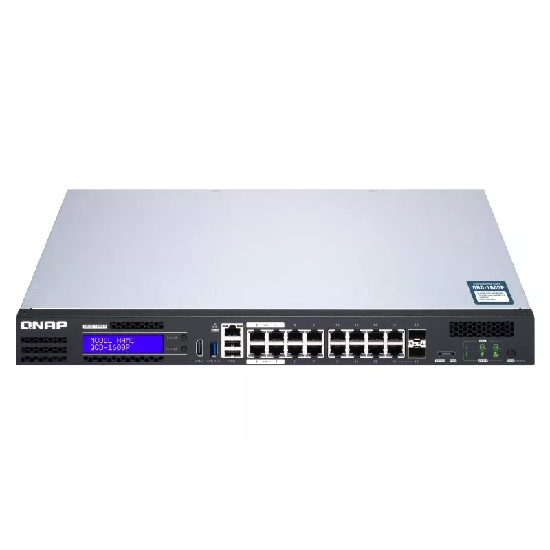 QNAP QGD-1600P Gerido Gigabit Ethernet (10/100/1000) Power over Ethernet (PoE) 1U Preto, Cinzento