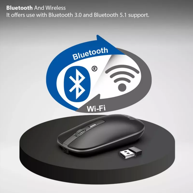 Inca IWM-531RA rato sem fios e Bluetooth, 1600 DPI, botão 4D, silencioso, antracite