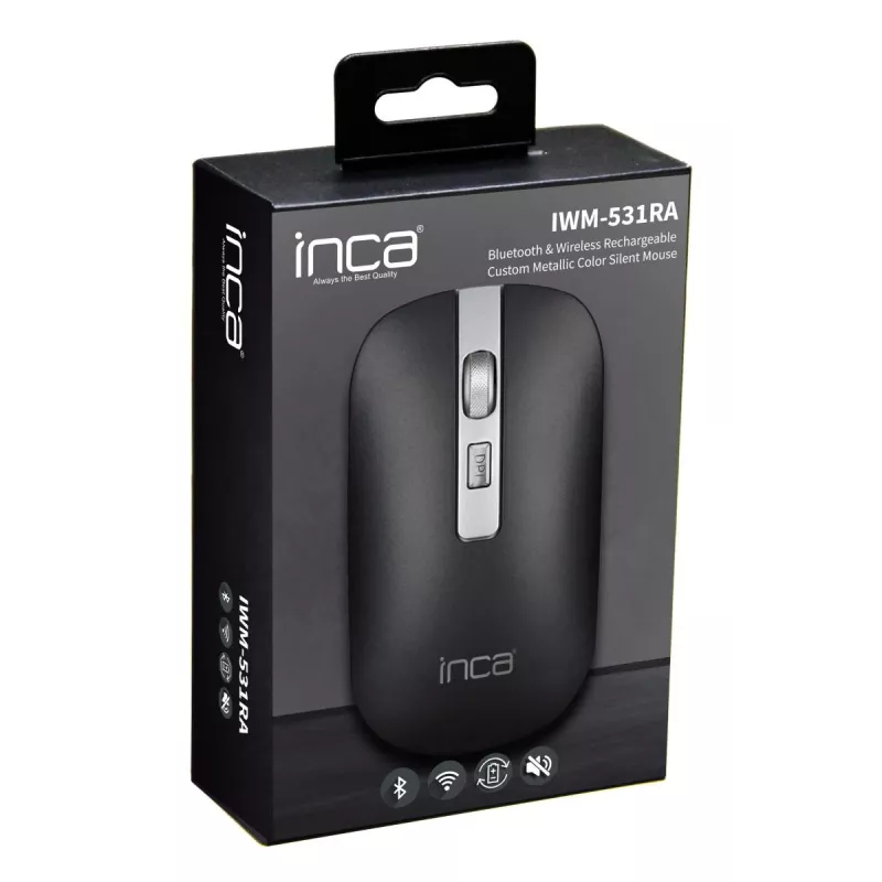 Inca IWM-531RA rato sem fios e Bluetooth, 1600 DPI, botão 4D, silencioso, antracite