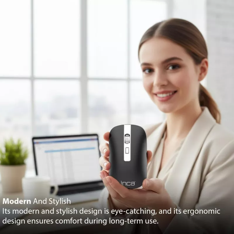 Inca IWM-531RA rato sem fios e Bluetooth, 1600 DPI, botão 4D, silencioso, antracite