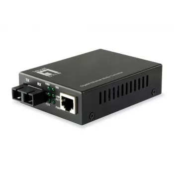 Conversor de media LevelOne RJ45 para SC Gigabit, fibra monomodo, 20 km