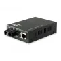 Conversor de media LevelOne RJ45 para SC Gigabit, fibra monomodo, 20 km