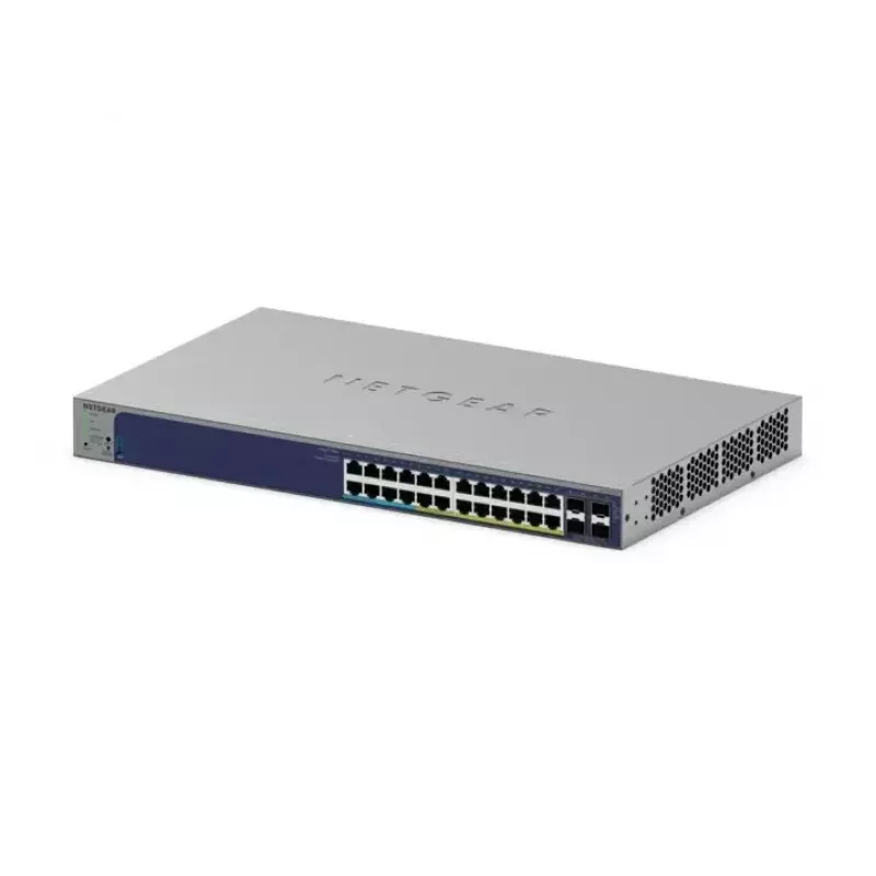 Netgear GS728TXUP-300EUS switch Smart Managed Gigabit PoE++, 24 x 10/100/1000 RJ-45, 4 x 10G SFP+, orçamento PoE de 420 W, L3 Lite, montagem em rack 1U