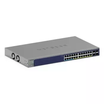 Switch Gigabit PoE gerido Netgear GS728TXUP — 24 × 10/100/1000 RJ-45, 128 Gbit/s, 1U, montagem em rack