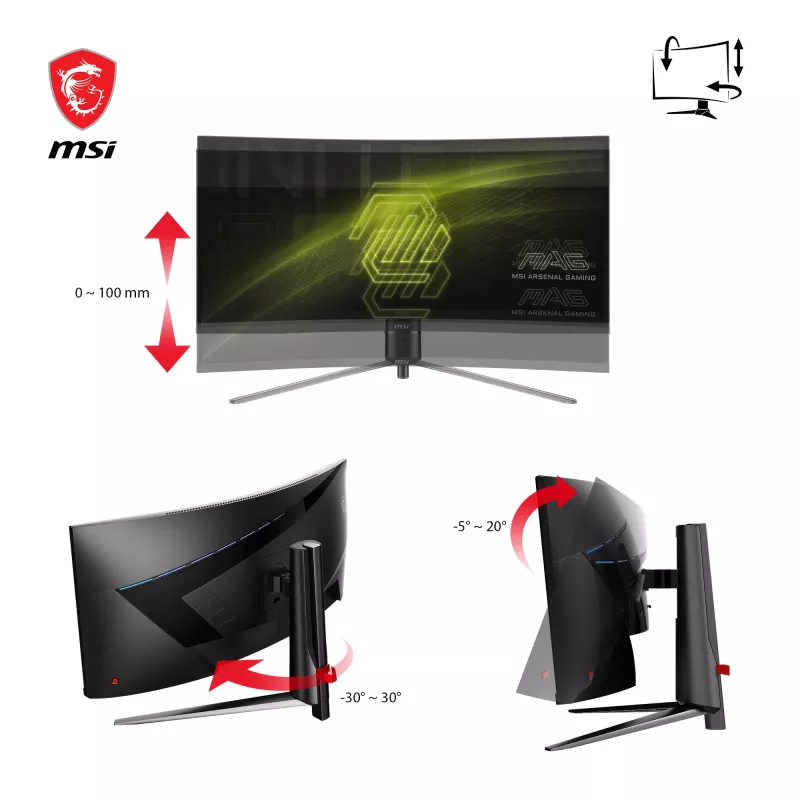 Monitor de computador MSI MAG 345CQRDE 86,4 cm (34 polegadas) 3440 x 1440 píxeis UltraWide Dual Quad HD preto