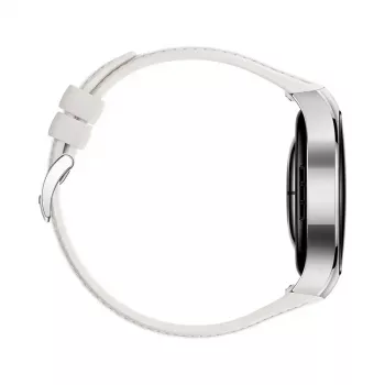 Smartwatch HUAWEI WATCH 5 — caixa redonda de aço inoxidável de 42 mm, 1,38 polegadas AMOLED, GPS, Bluetooth, bateria de 540 mAh, caixa bege com bracelete branca