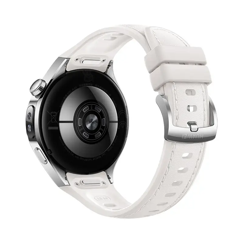 Smartwatch HUAWEI WATCH 5 — caixa redonda de aço inoxidável de 42 mm, 1,38 polegadas AMOLED, GPS, Bluetooth, bateria de 540 mAh, caixa bege com bracelete branca