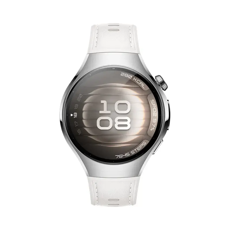 Smartwatch HUAWEI WATCH 5 — caixa redonda de aço inoxidável de 42 mm, 1,38 polegadas AMOLED, GPS, Bluetooth, bateria de 540 mAh, caixa bege com bracelete branca