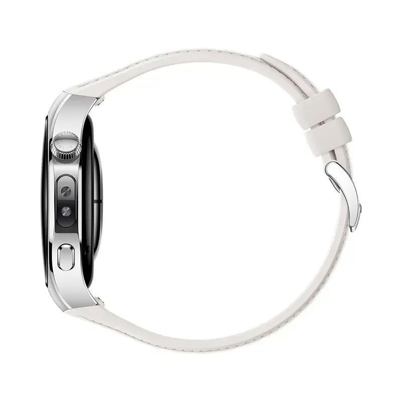 Smartwatch HUAWEI WATCH 5 — caixa redonda de aço inoxidável de 42 mm, 1,38 polegadas AMOLED, GPS, Bluetooth, bateria de 540 mAh, caixa bege com bracelete branca