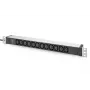 DIGITUS 1U alumínio PDU para montagem em rack 12x C13 16A 230VAC 50/60Hz ficha de contacto de proteção